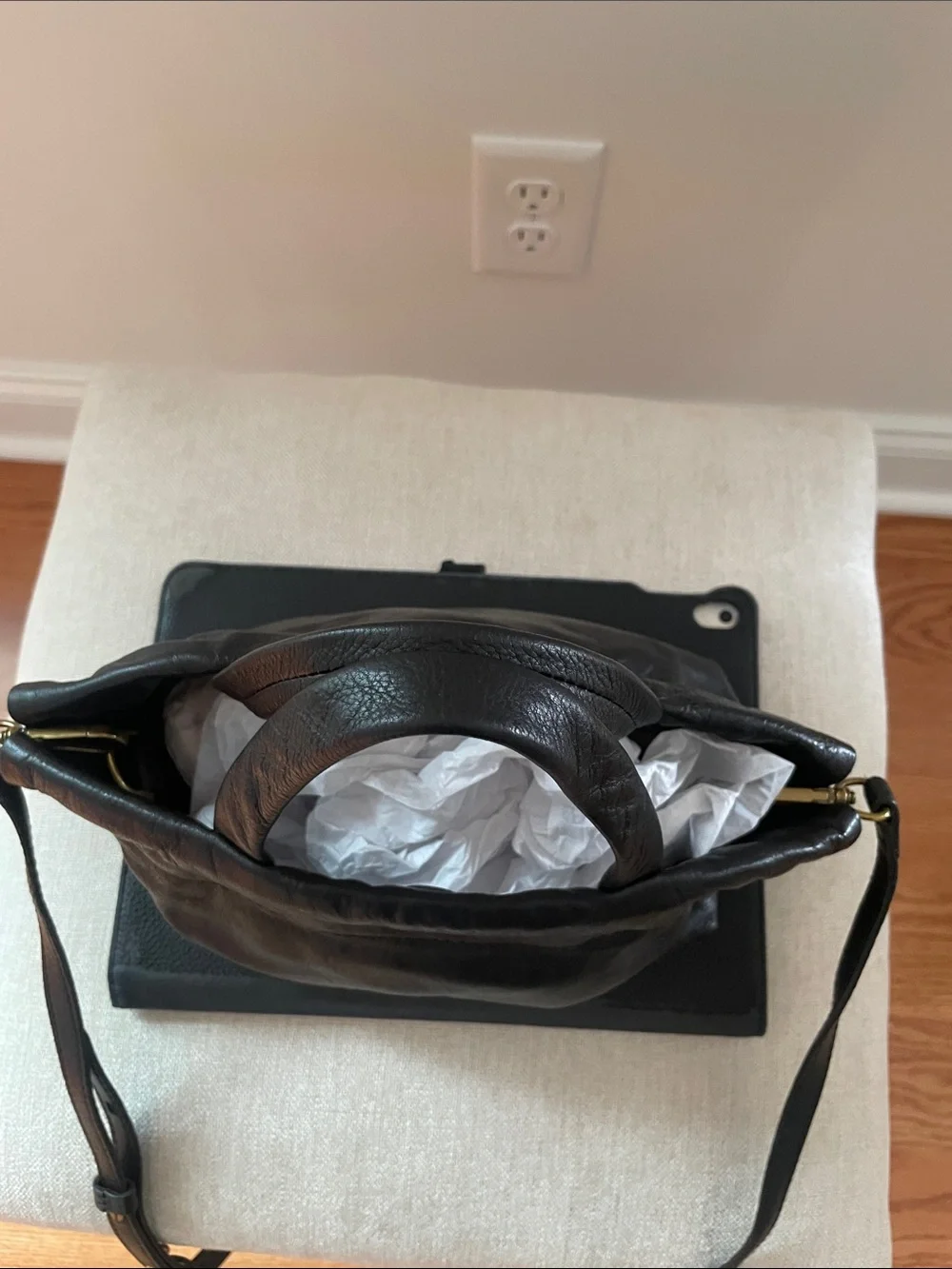 Madewell Black Leather Shoulder Bag with Top Handles